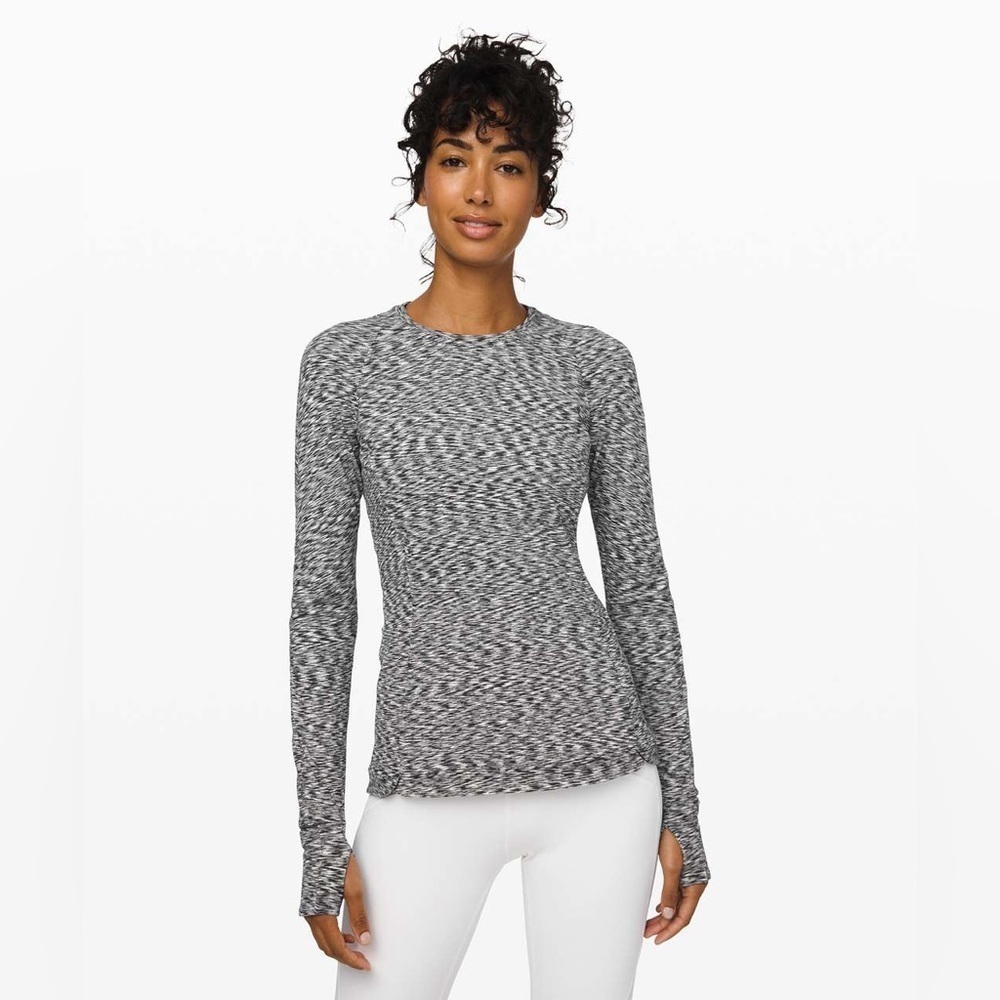 Lululemon Runderful Long Sleeve Spaced Out Space Dye Black White.  Size 2